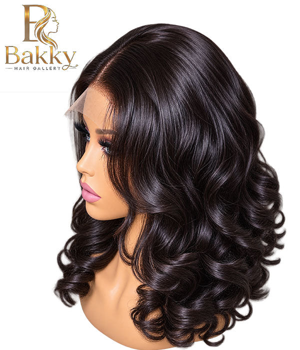16-Inch Natural Black Layered Curly Wig – 5×5 HD Lace, 250% Density