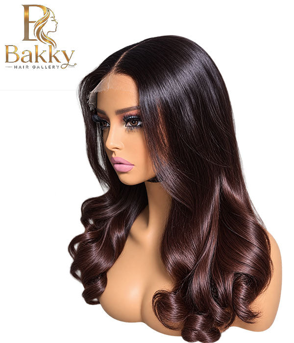 18-Inch Black & Chocolate Brown Straight Wig – 5×5 HD Lace, Glueless, 250% Density