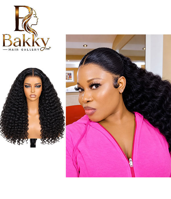 30-Inch Water Wave Human Hair Glueless Wig – 13×4 Transparent Lace, 300% Density, Natural Color