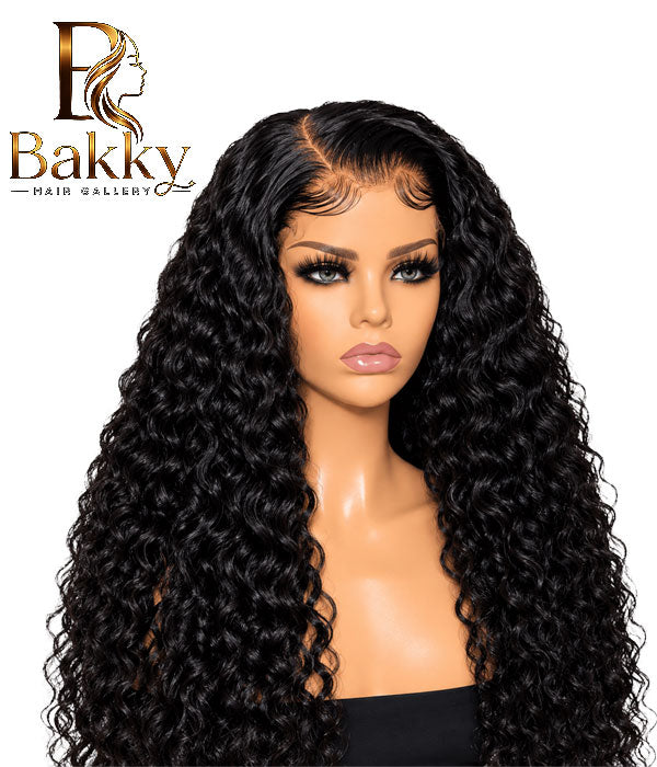 26-Inch Water Wave Human Hair Glueless Wig – 13×6 Transparent Lace, 210% Density