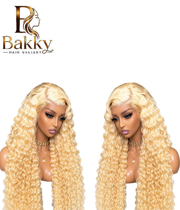613 Blonde Deep Wave Human Hair Glueless Wig – 28 Inch, 13×4 HD Lace, 300% Density