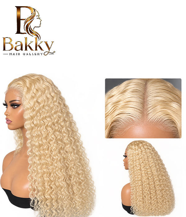 613 Blonde Deep Wave Human Hair Glueless Wig – 28 Inch, 13×4 HD Lace, 300% Density