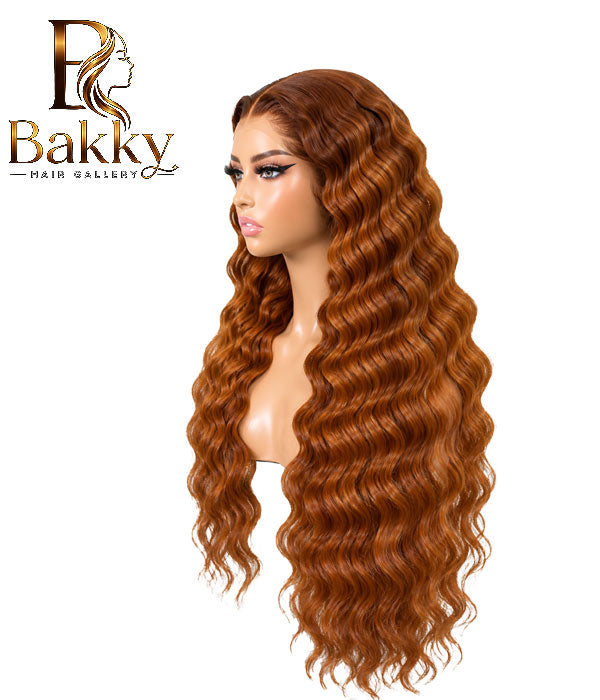 30-Inch Chocolate Brown Deep Wave Human Hair Glueless Wig – 13×6 HD Lace, 300% Density