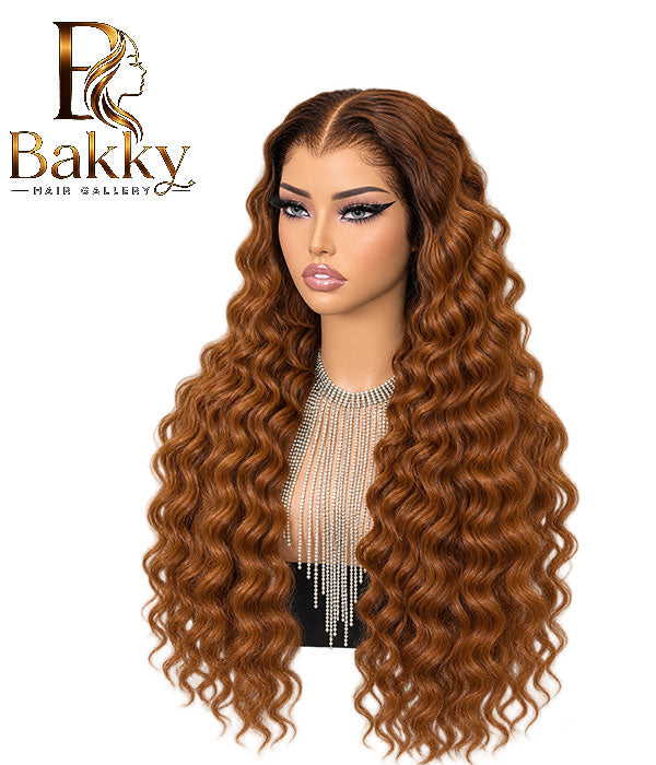 30-Inch Chocolate Brown Deep Wave Human Hair Glueless Wig – 13×6 HD Lace, 300% Density