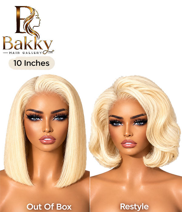 13×4 HD Lace Glueless Bob Straight Human Hair Wig – 10 Inches, 180% Density